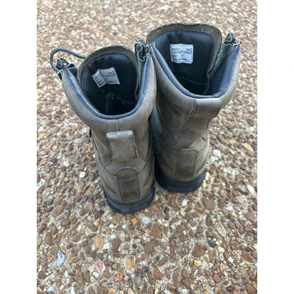 Polo Ralph Lauren Andres Boots Men 9.5D Leather Side Zip Duck Buckle Grunge